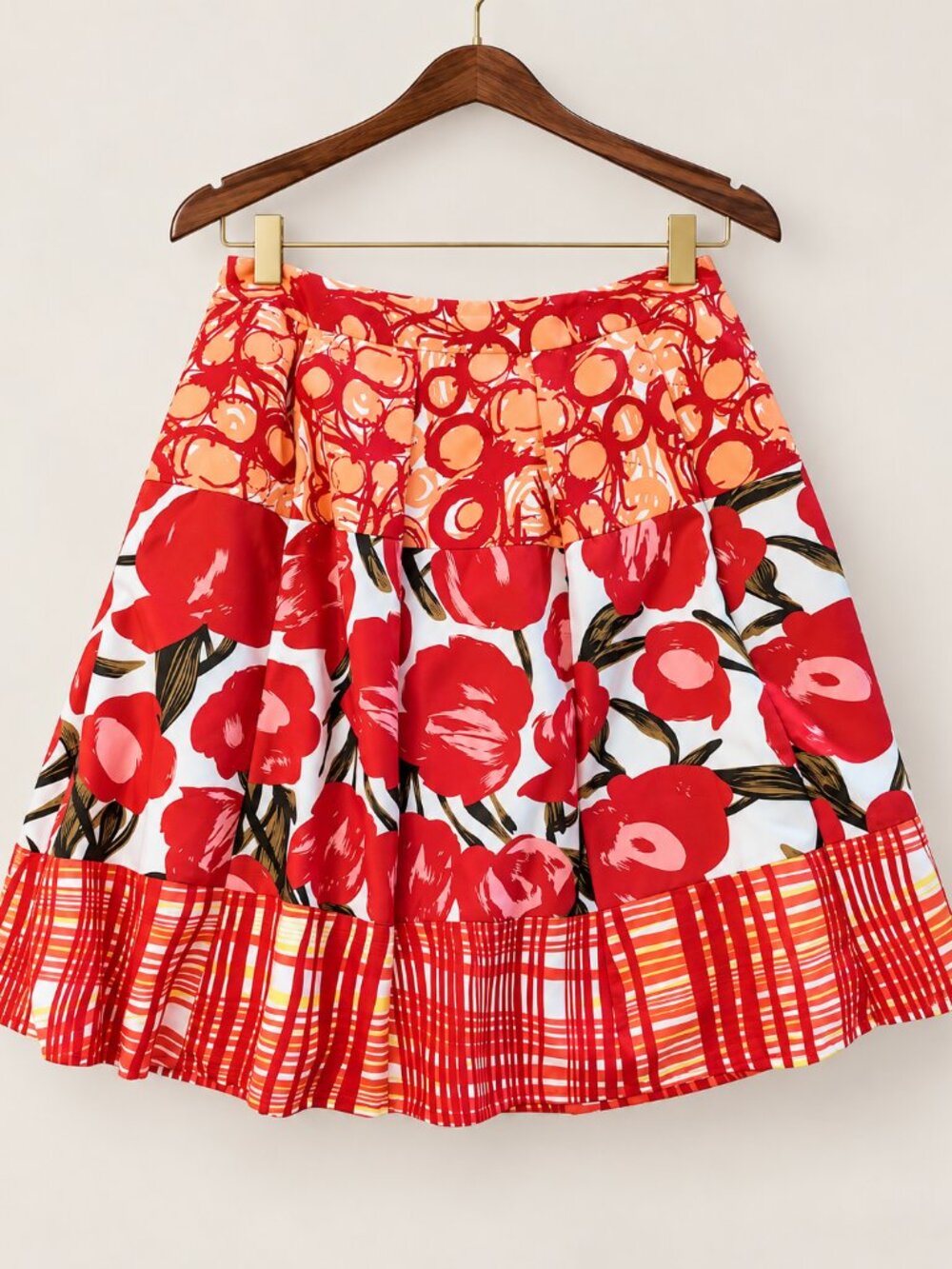Floral Poppy Flared Full Midi Skirt Size 8 Nygard Collection Y2K Dopaminecore
